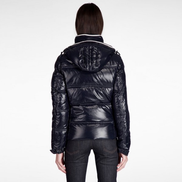 Moncler Blu Mock Collar Moda Slim Cappotti uscita